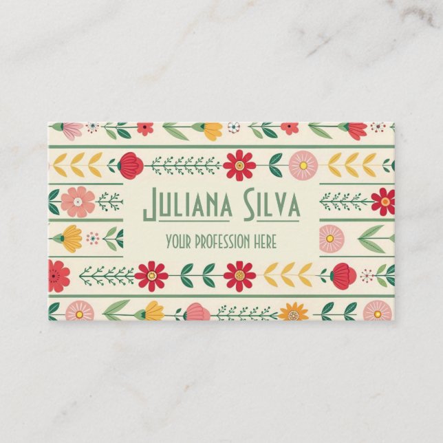 Colourful Spring Wildflower Meadow Garden Business Card (Front)