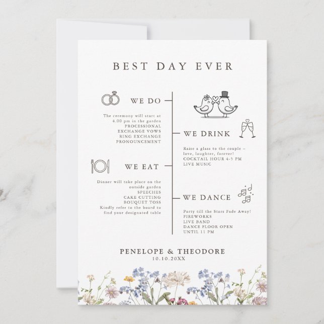 Colourful Spring Wildflower Meadow Garden  Program Invitation (Front)