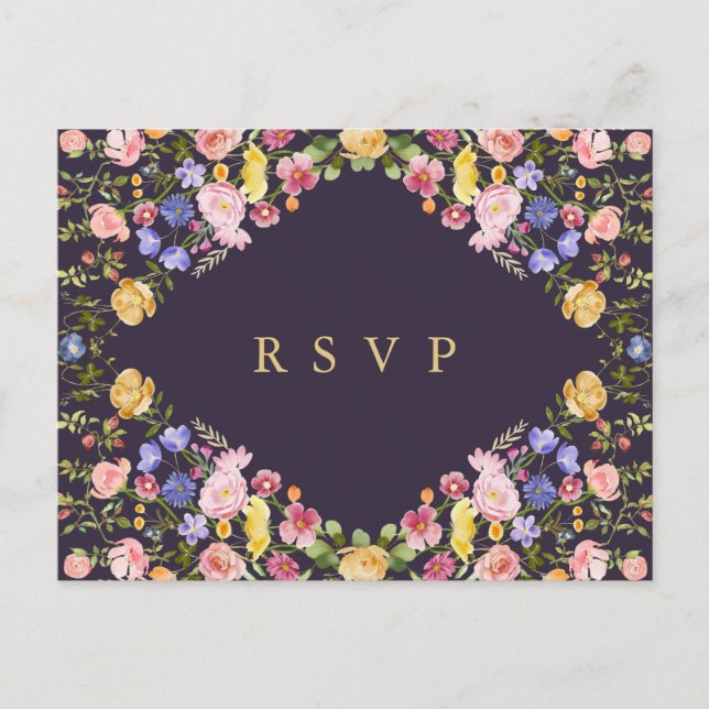 Colourful Spring Wildflower Meadow Garden RSVP Postcard (Front)