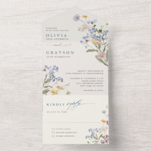 Colourful Spring Wildflower Meadow Garden Wedding  All In One Invitation