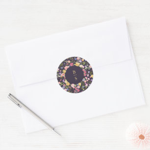 Colourful Spring Wildflower Meadow Garden Wedding Classic Round Sticker