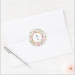Colourful Spring Wildflower Meadow Garden Wedding  Classic Round Sticker<br><div class="desc">Make your wedding day unforgettable with our beautifully crafted, floral wedding envelope seal sticker. The delicate pastel flower wreath brings a romantic, garden-inspired touch to your celebration. Personalise the card with your own text, and easily adjust the font style, colour, and layout to suit your taste by clicking the 'Customise...</div>