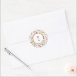 Colourful Spring Wildflower Meadow Garden Wedding  Classic Round Sticker<br><div class="desc">Make your wedding day unforgettable with our beautifully crafted, floral wedding envelope seal sticker. The delicate pastel flower wreath brings a romantic, garden-inspired touch to your celebration. Personalise the card with your own text, and easily adjust the font style, colour, and layout to suit your taste by clicking the 'Customise...</div>