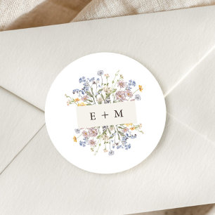Colourful Spring Wildflower Meadow Garden Wedding  Classic Round Sticker