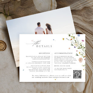 Colourful Spring Wildflower Meadow Garden Wedding  Enclosure Card