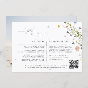 Colourful Spring Wildflower Meadow Garden Wedding  Enclosure Card