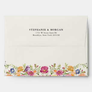 Colourful Spring Wildflower Meadow Garden Wedding  Envelope