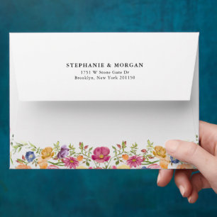 Colourful Spring Wildflower Meadow Garden Wedding  Envelope