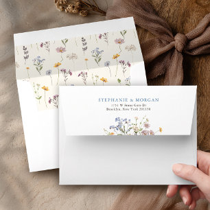 Colourful Spring Wildflower Meadow Garden Wedding Envelope