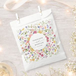 Colourful Spring Wildflower Meadow Garden Wedding Favour Bags