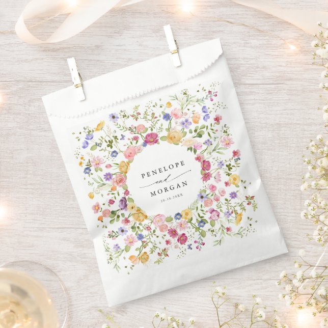 Colourful Spring Wildflower Meadow Garden Wedding Favour Bags (Clipped)