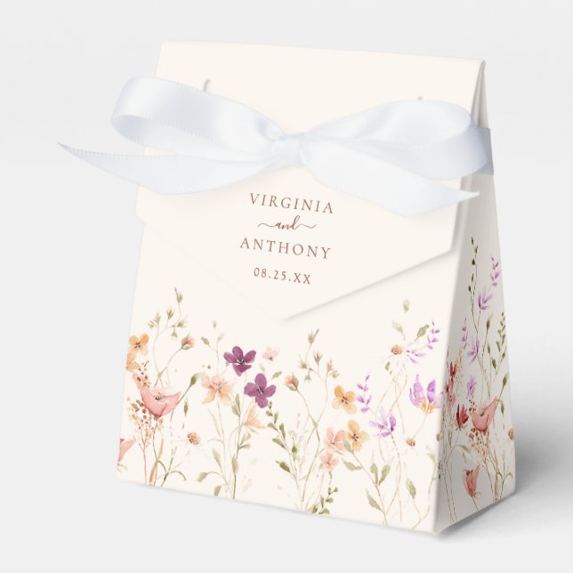 Colourful Spring Wildflower Meadow Garden Wedding  Favour Box (Front Side)