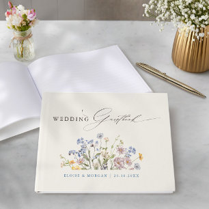 Colourful Spring Wildflower Meadow Garden Wedding  Guest Book