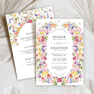 Colourful Spring Wildflower Meadow Garden Wedding  Invitation