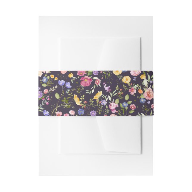 Colourful Spring Wildflower Meadow Garden Wedding  Invitation Belly Band (Front Example)