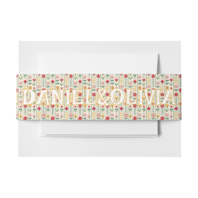 Colourful Spring Wildflower Meadow Garden Wedding Invitation Belly Band (Front Example)