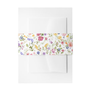 Colourful Spring Wildflower Meadow Garden Wedding Invitation Belly Band