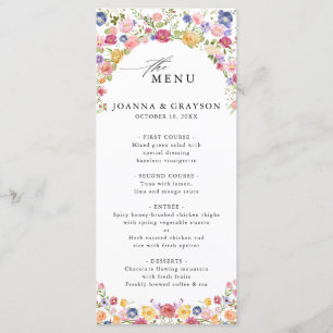Colourful Spring Wildflower Meadow Garden Wedding Menu