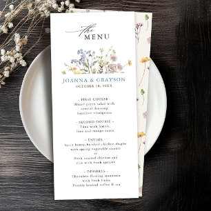 Colourful Spring Wildflower Meadow Garden Wedding  Menu