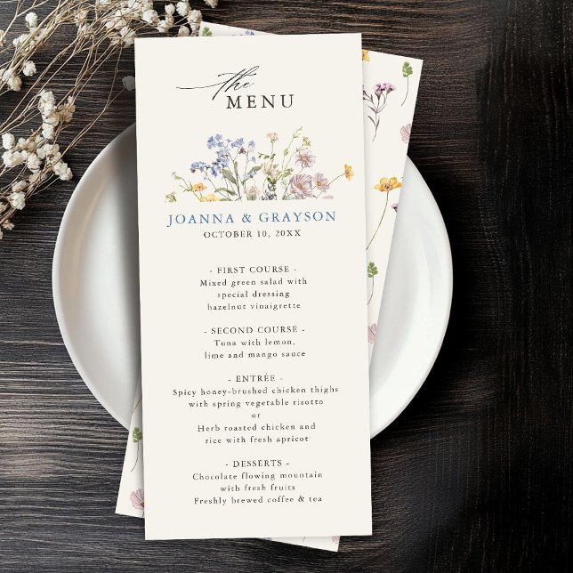 Colourful Spring Wildflower Meadow Garden Wedding  Menu (Creator Uploaded)