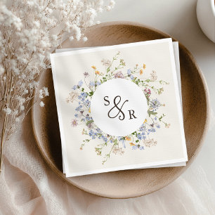 Colourful Spring Wildflower Meadow Garden Wedding  Napkin
