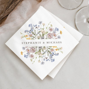 Colourful Spring Wildflower Meadow Garden Wedding  Napkin