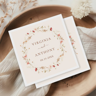 Colourful Spring Wildflower Meadow Garden Wedding  Napkin