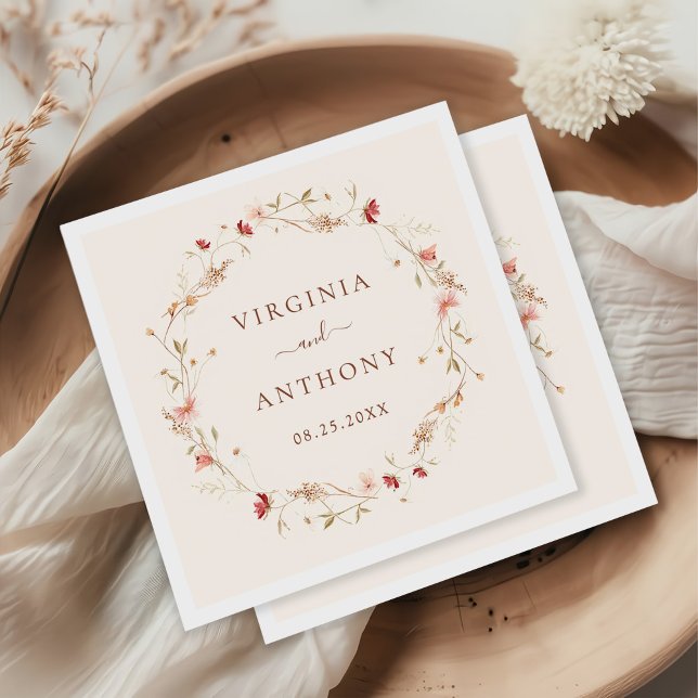 Colourful Spring Wildflower Meadow Garden Wedding  Napkin (Creator Uploaded)