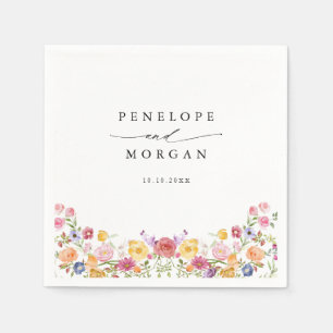 Colourful Spring Wildflower Meadow Garden Wedding  Napkin