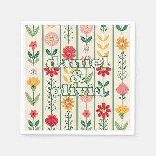 Colourful Spring Wildflower Meadow Garden Wedding Napkin