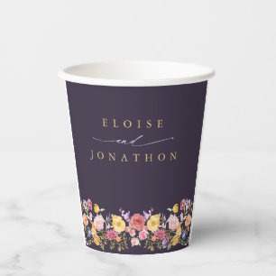 Colourful Spring Wildflower Meadow Garden Wedding  Paper Cups
