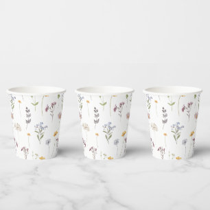 Colourful Spring Wildflower Meadow Garden Wedding  Paper Cups