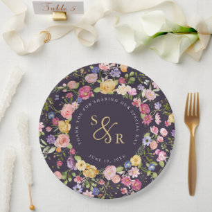 Colourful Spring Wildflower Meadow Garden Wedding Paper Plate