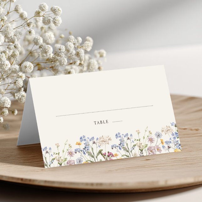 Colourful Spring Wildflower Meadow Garden Wedding  Place Card (Colorful Spring Wildflower Meadow Garden Wedding Place Card)
