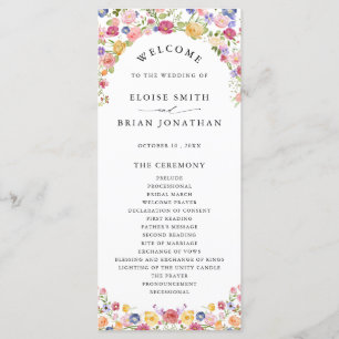 Colourful Spring Wildflower Meadow Garden Wedding Programme