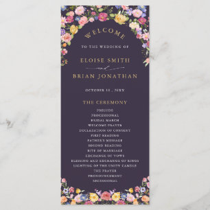 Colourful Spring Wildflower Meadow Garden Wedding  Programme