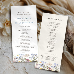 Colourful Spring Wildflower Meadow Garden Wedding Programme