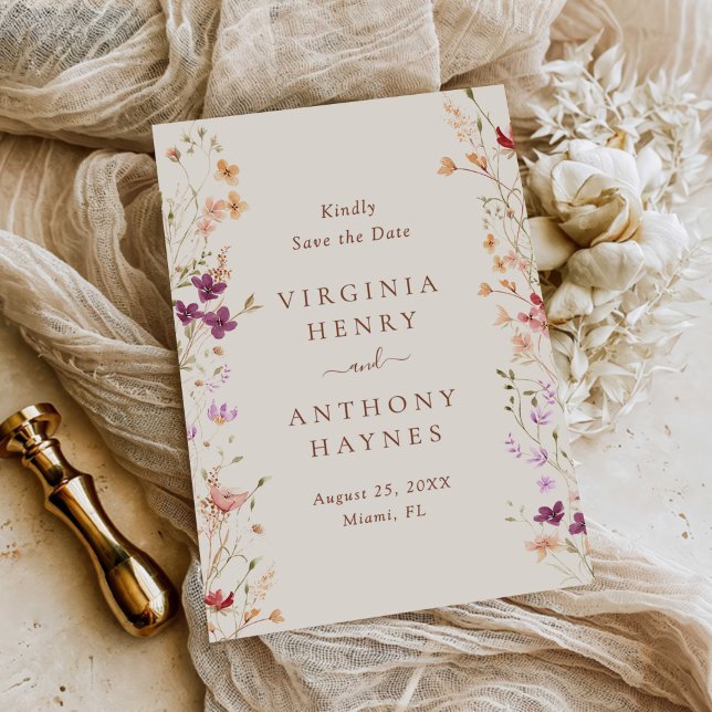 Colourful Spring Wildflower Meadow Garden Wedding  Save The Date (Creator Uploaded)