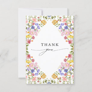 Colourful Spring Wildflower Meadow Garden Wedding Thank You Card