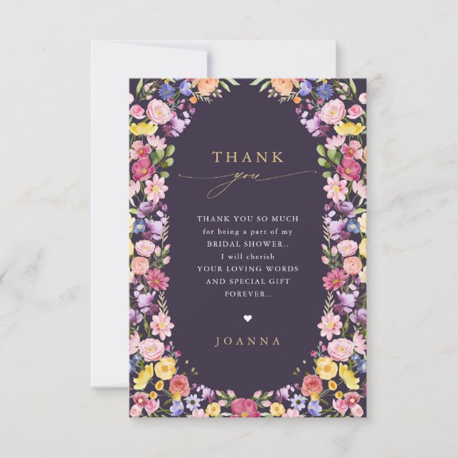 Colourful Spring Wildflower Meadow Garden Wedding  Thank You Card (Front)