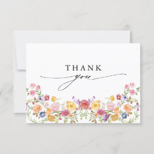 Colourful Spring Wildflower Meadow Garden Wedding  Thank You Card