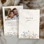 Colourful Spring Wildflower Meadow Garden Wedding Thank You Card<br><div class="desc">Capture the beauty of nature on your special day with our exquisite wildflower watercolor photo wedding thank you card. Elegant, unique, and blooming with love. Use the text fields to personalise your design with your own wording and details. If you want to change the font style, colour or text placement,...</div>