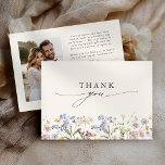 Colourful Spring Wildflower Meadow Garden Wedding  Thank You Card<br><div class="desc">Capture the beauty of nature on your special day with our exquisite wildflower watercolor wedding thank you card. Elegant, unique, and blooming with love. Use the text fields to personalise your design with your own wording and details. If you want to change the font style, colour or text placement, simply...</div>