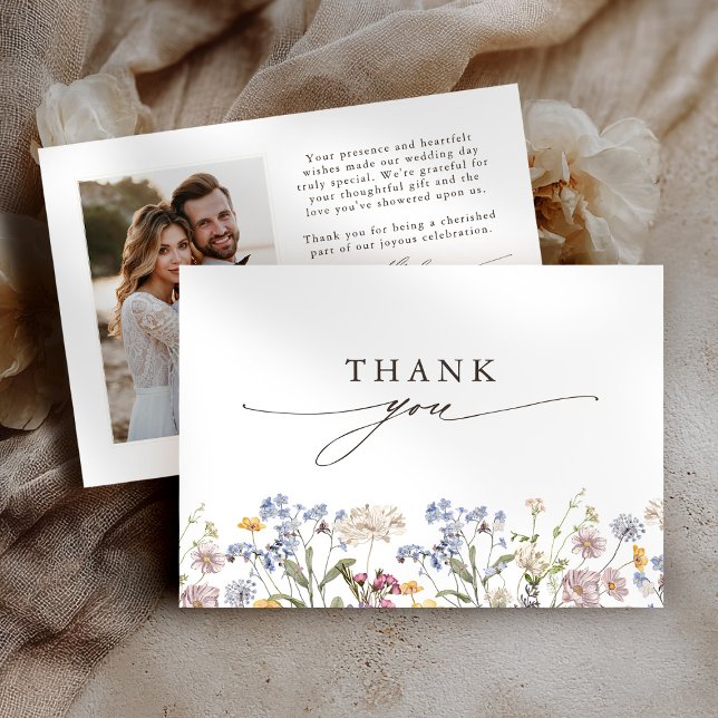 Colourful Spring Wildflower Meadow Garden Wedding  Thank You Card (Colorful Spring Wildflower Meadow Garden Wedding Thank You Card)