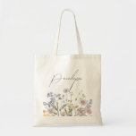 Colourful Spring Wildflower Meadow Garden Wedding  Tote Bag<br><div class="desc">Capture the beauty of nature on your special day with our exquisite wildflower watercolor bride tote bag. Elegant, unique, and blooming with love. Use the text fields to personalise your design with your own wording and details. If you want to change the font style, colour or text placement, simply click...</div>