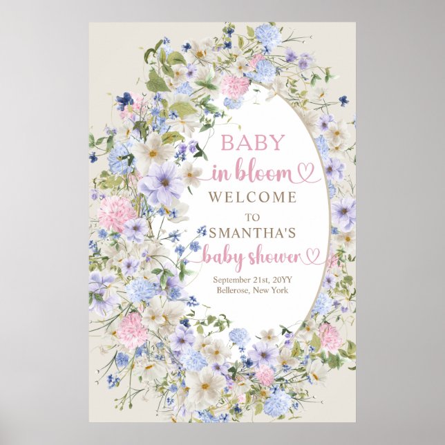 Colourful Spring Wildflower Meadow Garden Welcome Poster (Front)