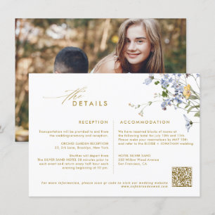 Colourful Spring Wildflower Meadow Gold Wedding  Enclosure Card