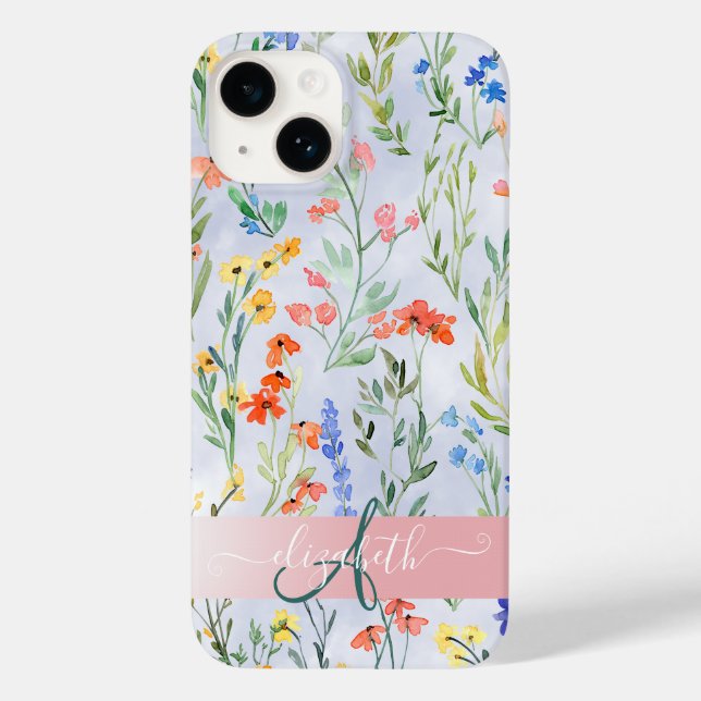 Colourful Spring Wildflower Meadow Monogram    Case-Mate iPhone Case (Back)