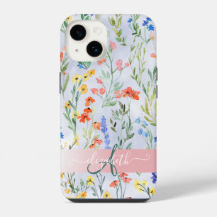 Colourful Spring Wildflower Meadow Monogram iPhone 14 Case