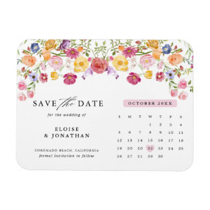 Colourful Spring Wildflower Meadow  Save the Date Magnet